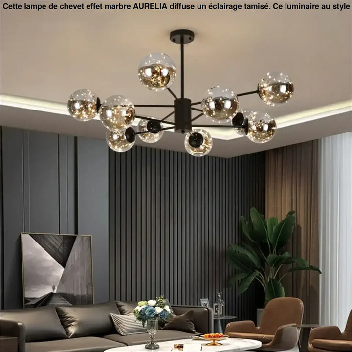 Suspension luminaire andrel avec lustre offre moderne en métal noir et globes en verre pour salle à manger design moderne