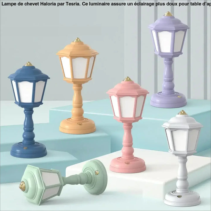 Lampe de chevet mims décorative vintage avec verre givré pastel et accents dorés pour chevet décorative élégante