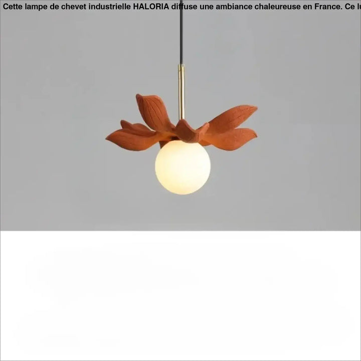 Suspension luminaire kalyx en céramique terracotta en forme de lotus avec globe en verre dépoli blanc