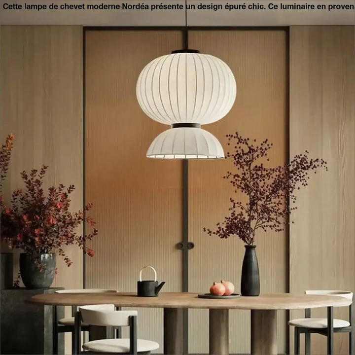 Suspension luminaire dualis en papier blanc nervuré avec design formes superposées et style suspension luminaire élégante
