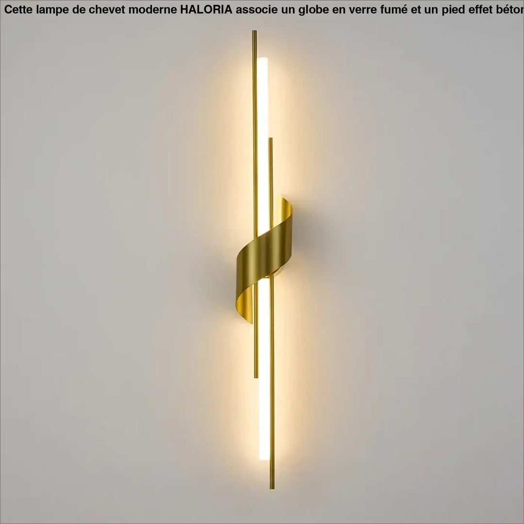 Applique murale led gold ton élégant en métal torsadé avec deux bandes lumineuses verticales murale led stairy