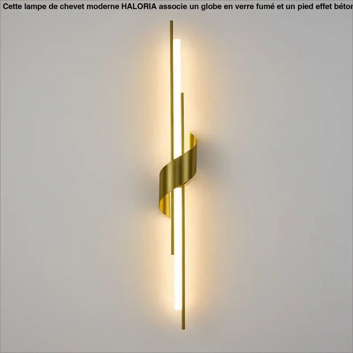 Applique murale led gold ton élégant en métal torsadé avec deux bandes lumineuses verticales murale led stairy