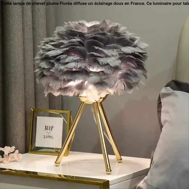 Lampe de Chevet Plume De Couleur Blanche Rose Grise ou Bleu