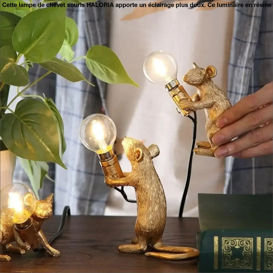 Lampe de Chevet Souris Dorée Avec Ampoule