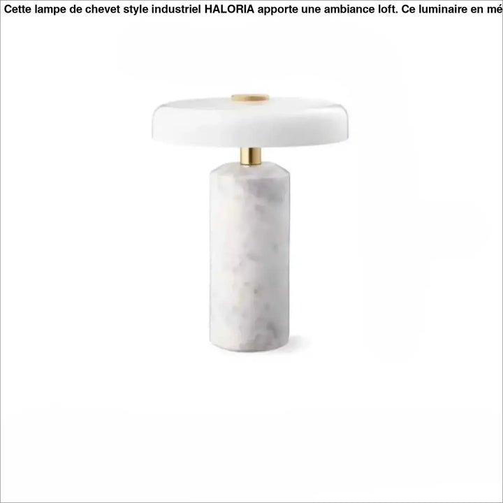 Lampe de table marbelia en marbre blanc élégant avec base dorée polie et abat-jour circulaire