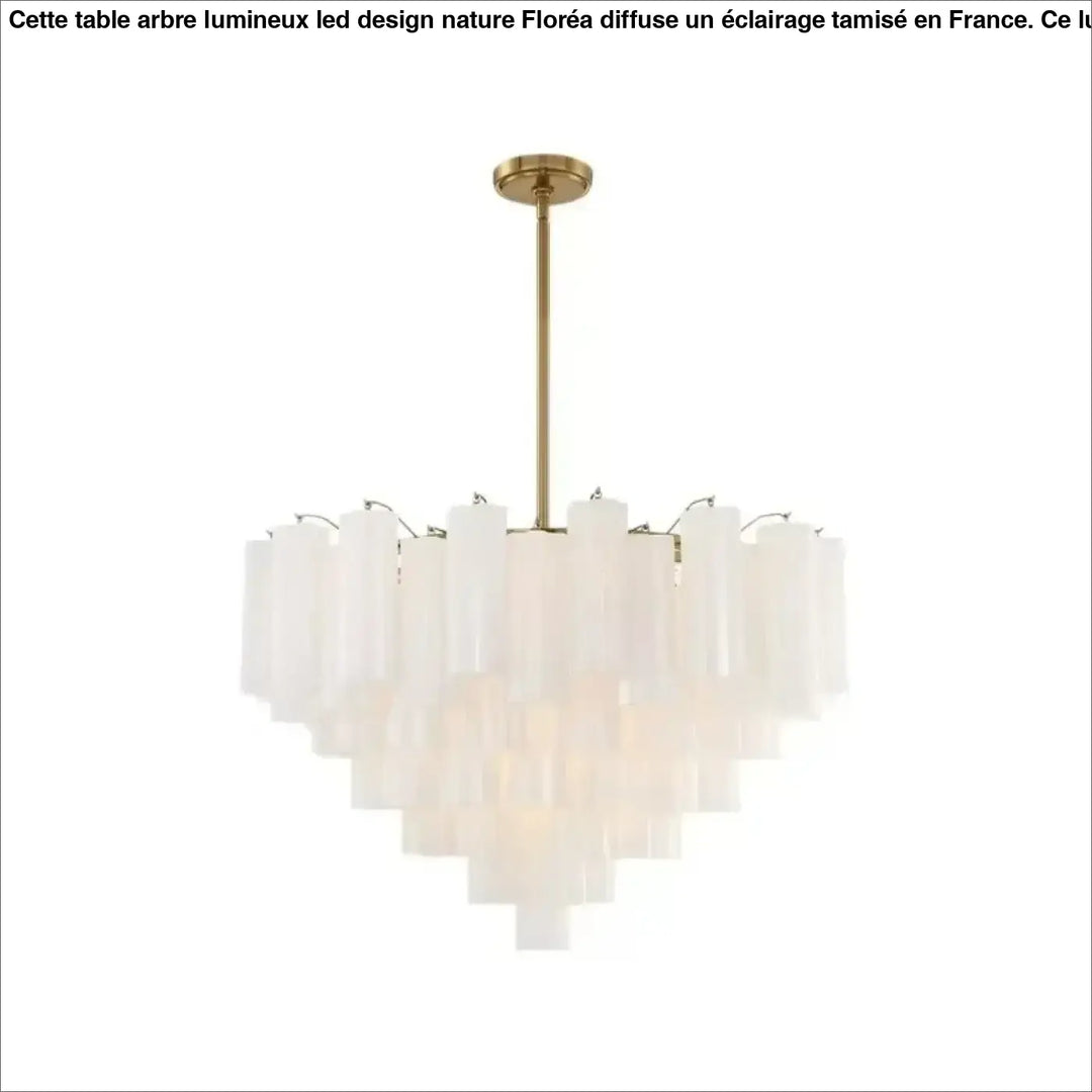 Lustre moderne double niveau en verre translucide blanc avec support en laiton doré pour couloir d’exposition