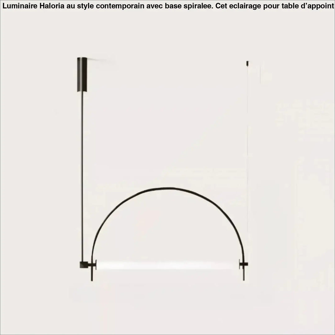 Suspension luminaire en métal noir minimaliste avec arc courbe et barre horizontale modèle arcio