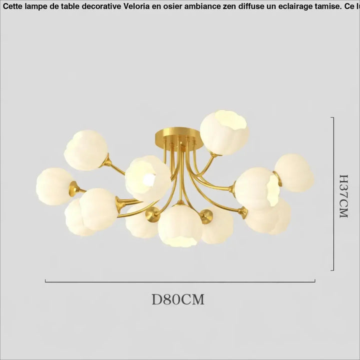 Suspension luminaire luxueuse floria en métal doré avec plusieurs globes en verre dépoli en design ramifié