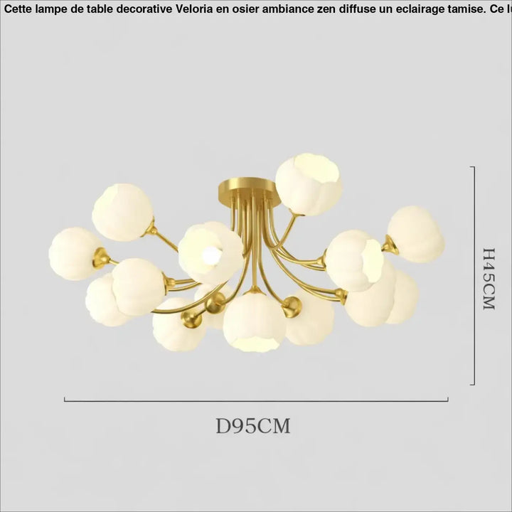 Suspension luminaire luxueuse en ton or avec abat-jours en verre dépoli blanc en forme de fleur pour éclairage élégant