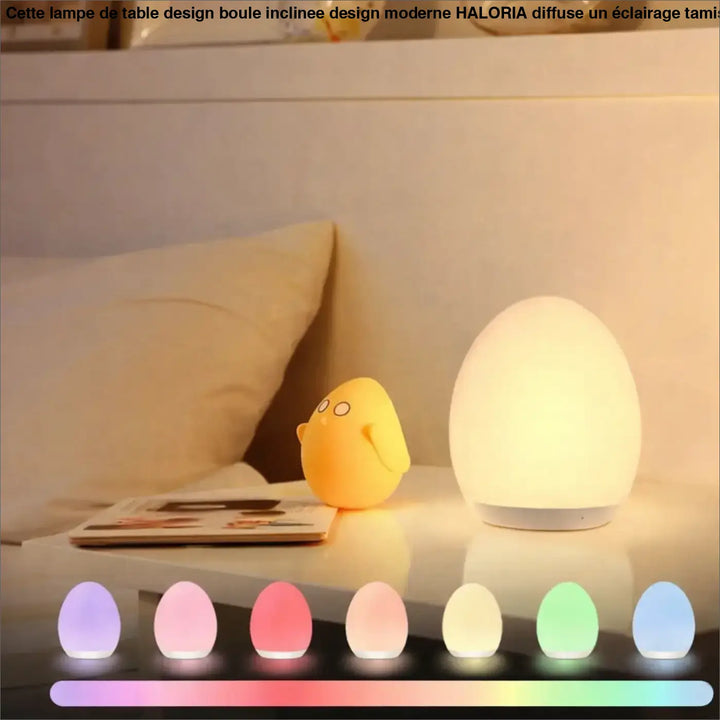Veilleuse nomade en silicone blanc mat avec base grise subtile design minimaliste veilleuse cosy lumière douce