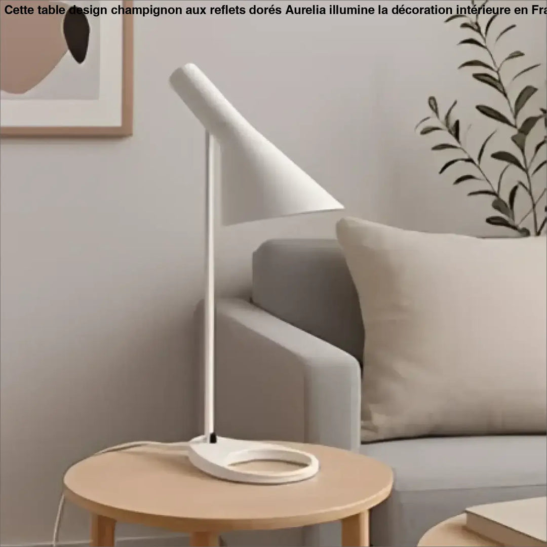 Lampe de table iluna blanche avec base élégante en métal et bras courbé idéale pour décoration intérieure scandinave