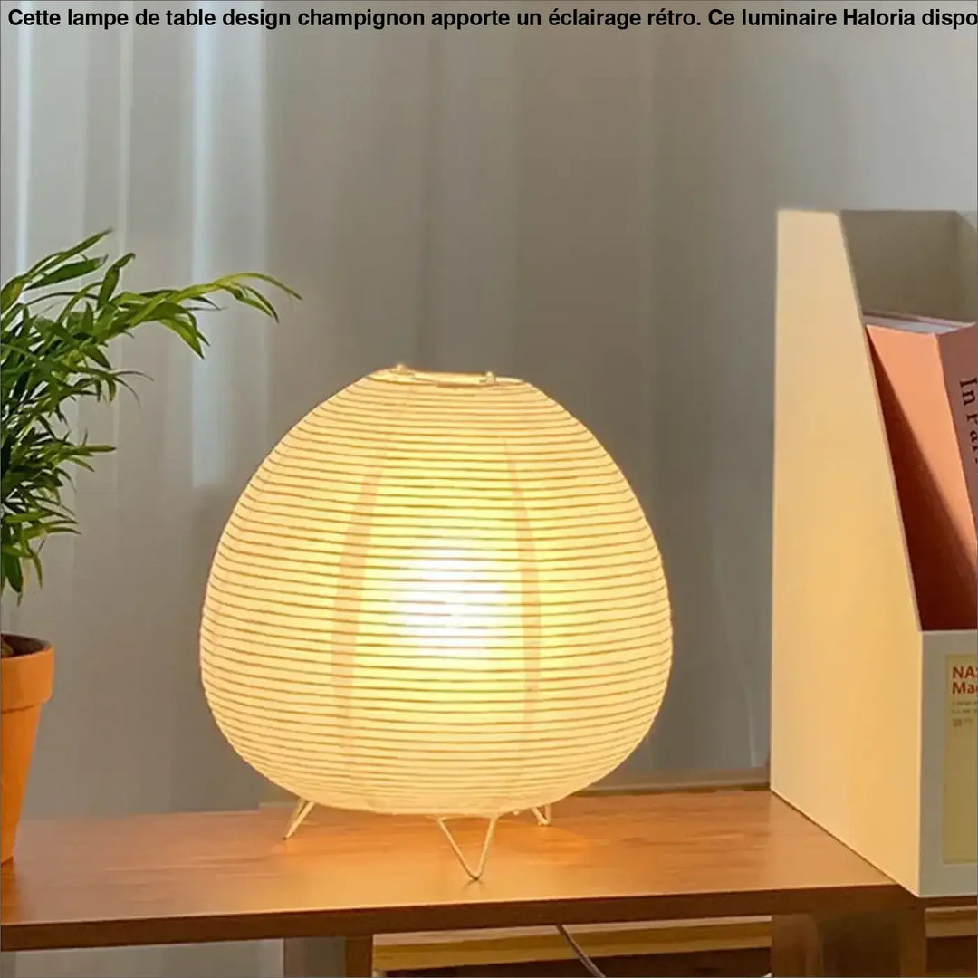 Lampe de table cathia en papier nervuré blanc avec lumière douce pour décoration intérieure et table blanche élégante