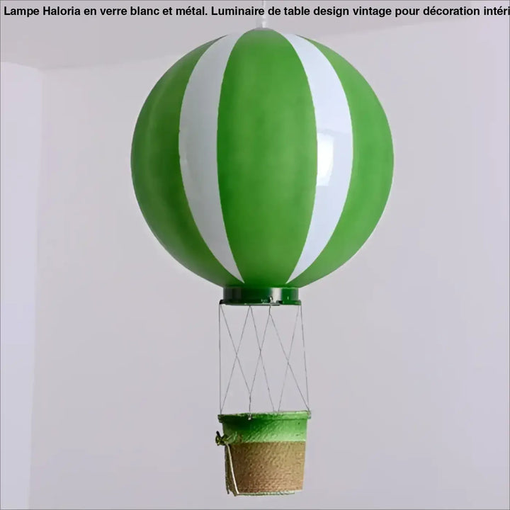 Suspension luminaire lobba en forme de montgolfière rayée vert et blanc pour éclairage décoratif intérieur