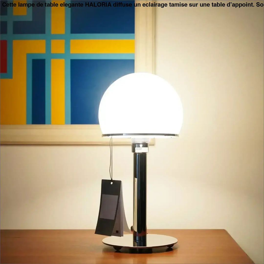 Lampe de chevet verrila avec abat-jour sphérique en verre blanc brillant et base en chrome poli pour chambre à coucher