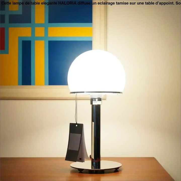 Lampe de chevet verrila avec abat-jour sphérique en verre blanc brillant et base en chrome poli pour chambre à coucher