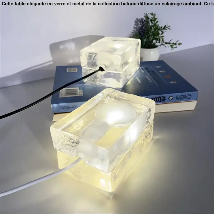 Lampe de chevet integra claire en forme de cube avec lumière design jaune chaud plus qu’un luminaire refuge élégant