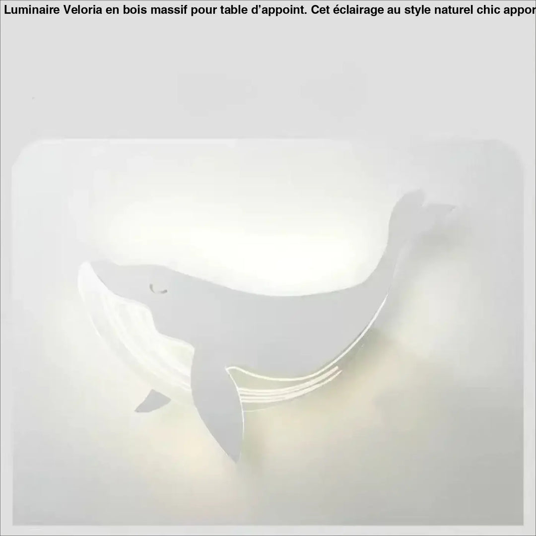 Applique murale moby en forme de baleine blanche avec lumière tamisée et design minimaliste murale led ludique