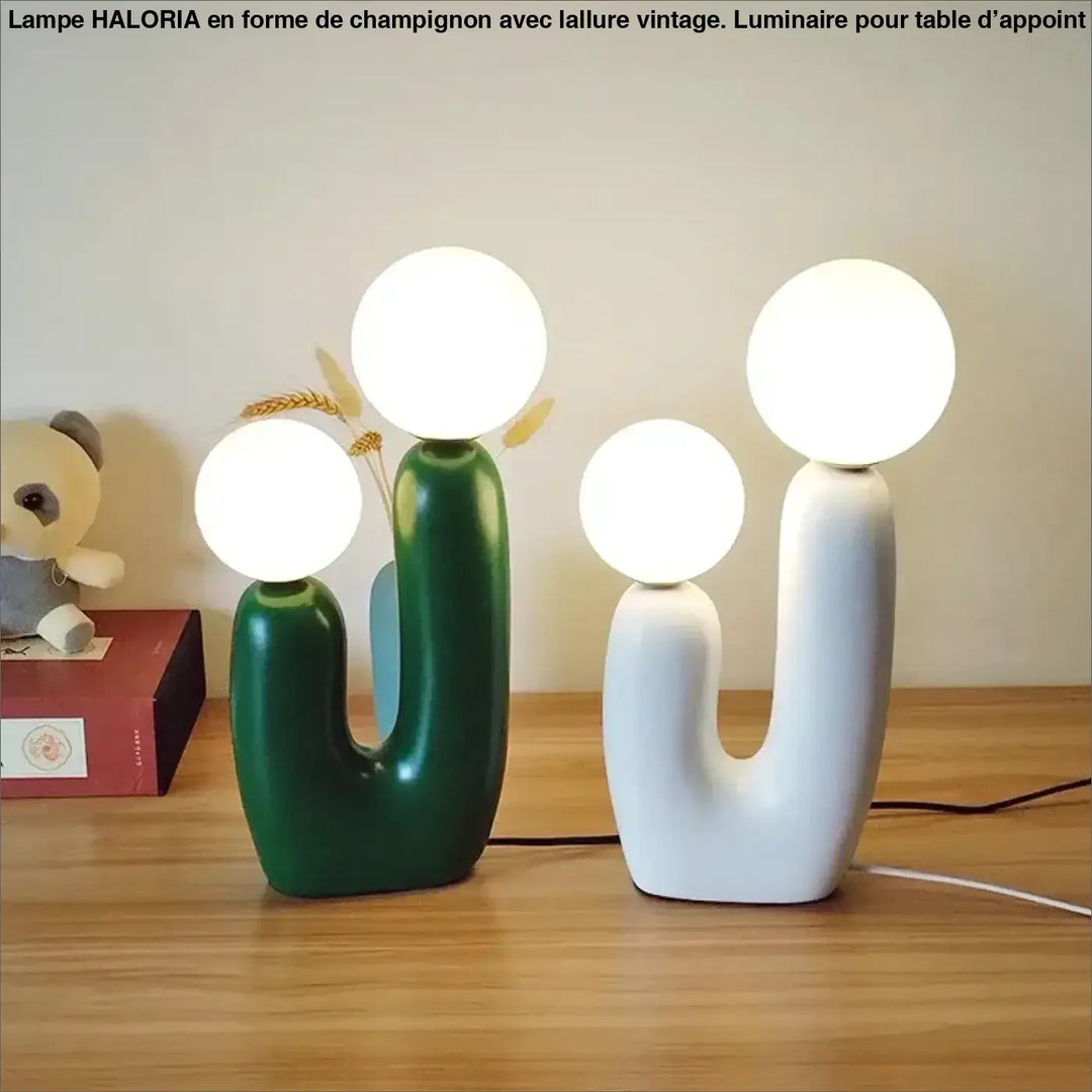 Lampe de table tsilo avec bases en céramique verte et blanche et ampoules sphériques lumineuses sont-elles incluses
