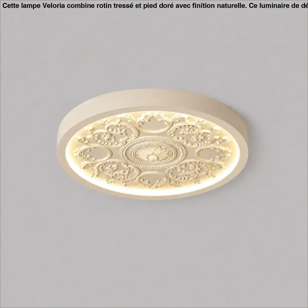 Plafonnier design rond cream coloré avec motif floral embossé pour luminaire plafonnier rostel