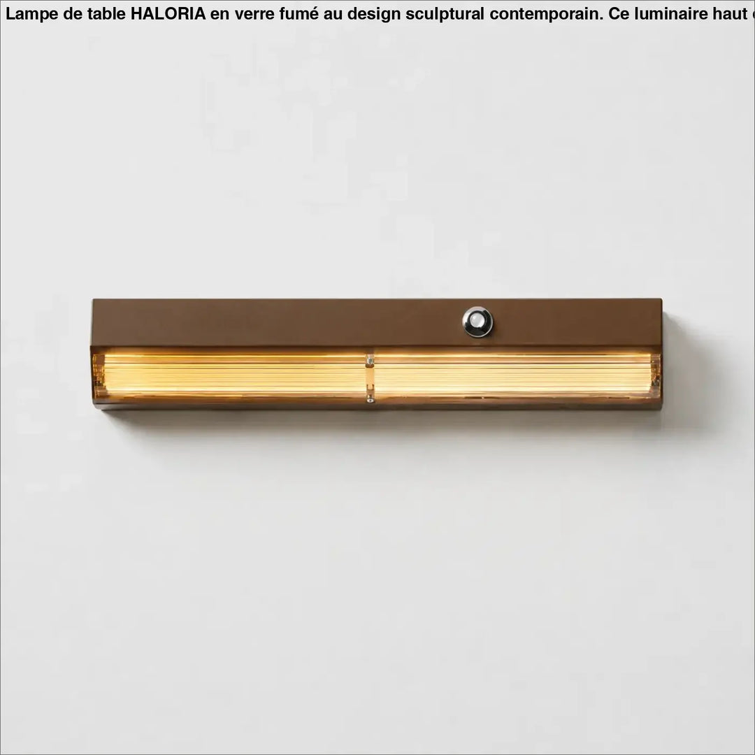 Applique murale élégante alana en métal marron avec bande led ambre chauffante et capteur circulaire intégré