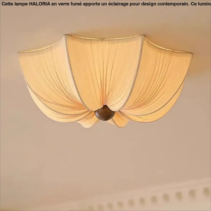 Luminaire plafonnier lianha en tissu crème avec abat-jour plissé beige et fixture sphérique marron foncé