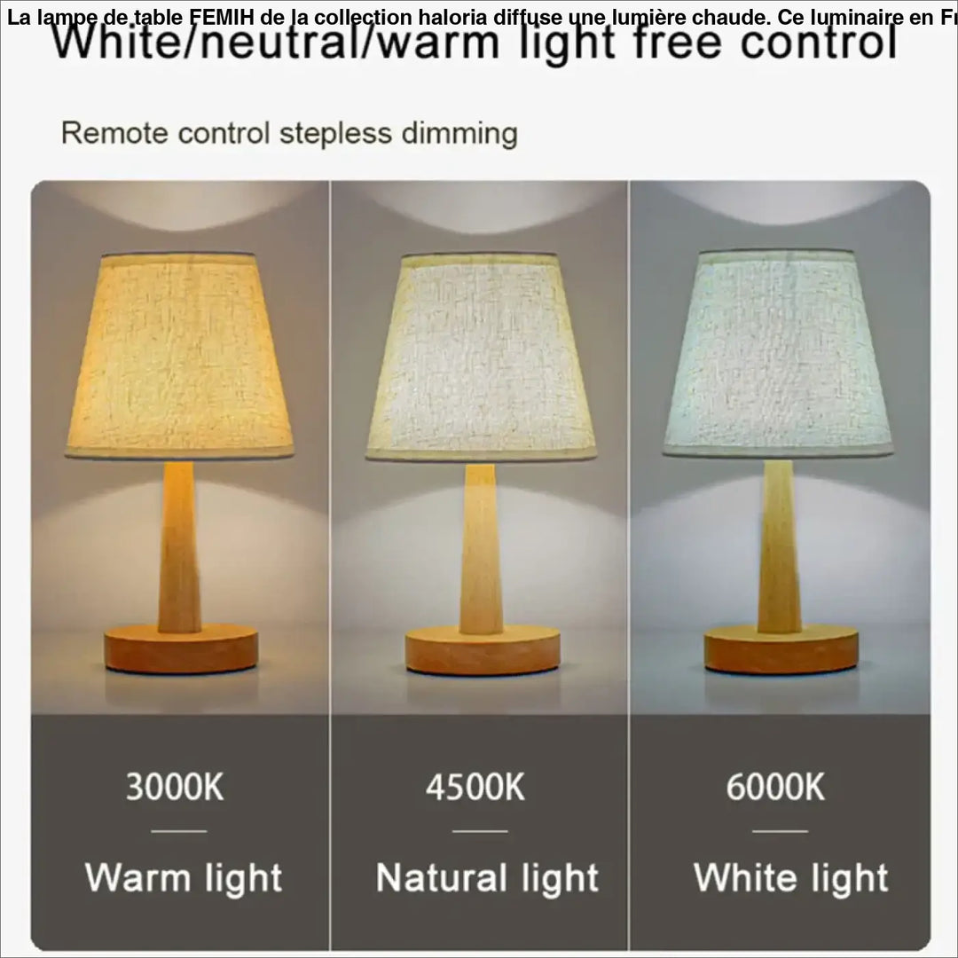 Lampe de table bois naturel avec abat jour pour deco