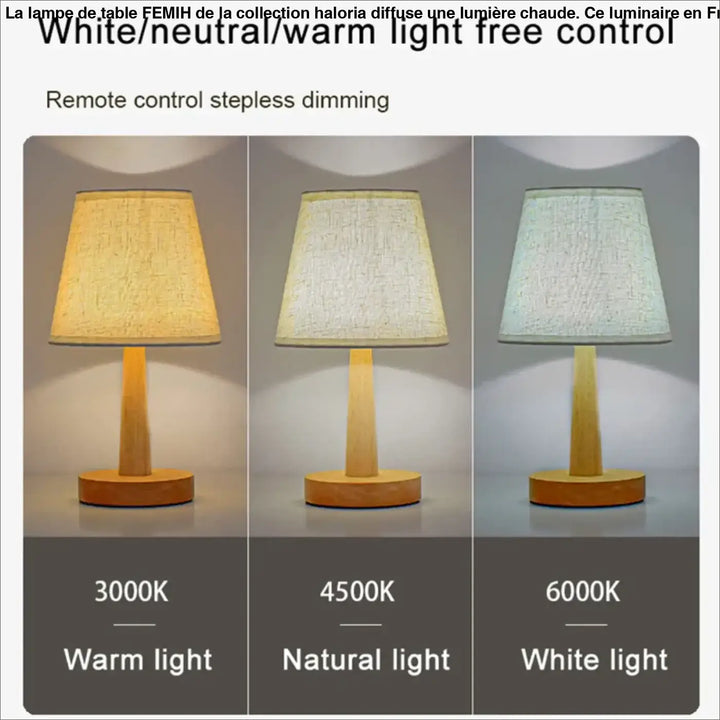Lampe de table bois naturel avec abat jour pour deco