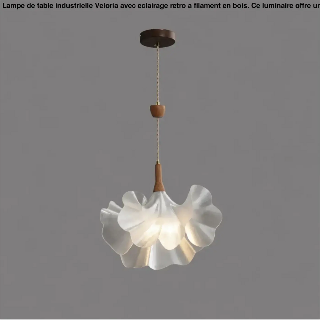 Suspension luminaire volina en verre blanc délicat avec tige en bois et cordon, design feuilles superposées pour lampes suspendues