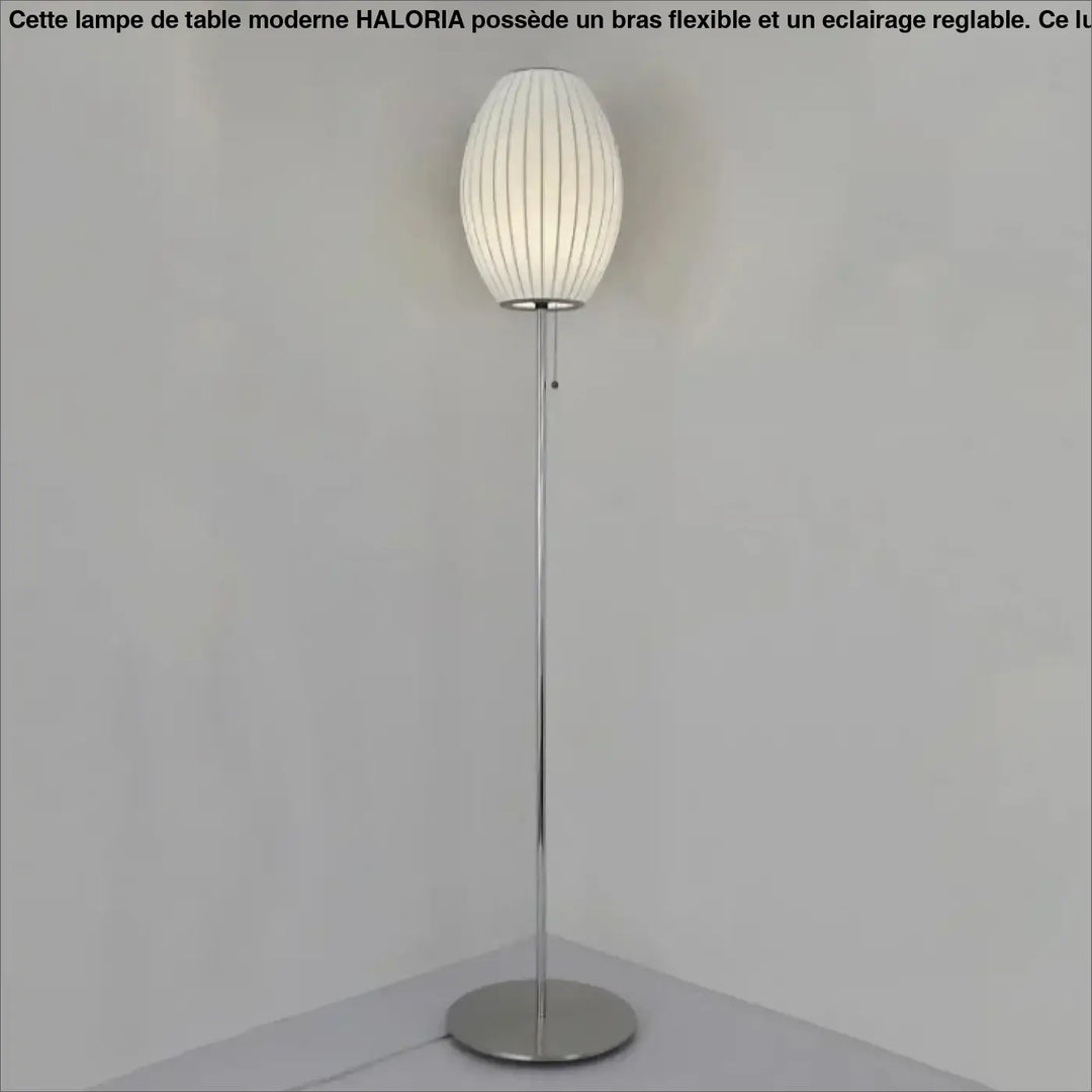 Lampadaire monna avec abat-jour blanc côtelé en style nordique pour décoration intérieure et globe lumineux chrome