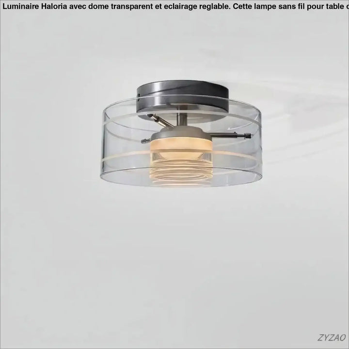 Luminaire plafonnier albeo avec abat-jour cylindrique en verre clair et quincaillerie en métal brossé moderne