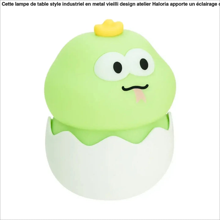 Veilleuse ptibou verte en forme dœuf avec couronne jaune dans sa coquille dœuf veilleuse led douce