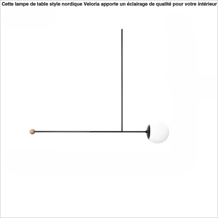 Suspension luminaire minimaliste en métal noir avec ampoule sphérique blanche givrée et accent en boule de bois