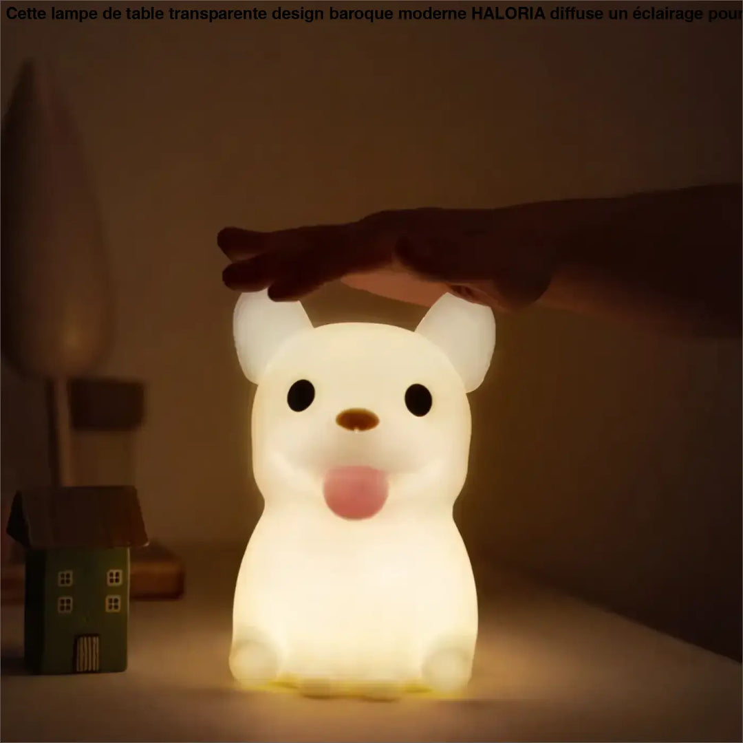Veilleuse snoozy en forme de chien cartoon avec lumière douce blanche et veilleuse animalière craquante