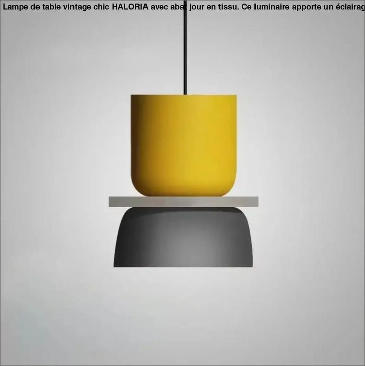 Suspension luminaire koppa avec abat-jour cylindrique jaune vif et base noire en design scandinave tasses superposées