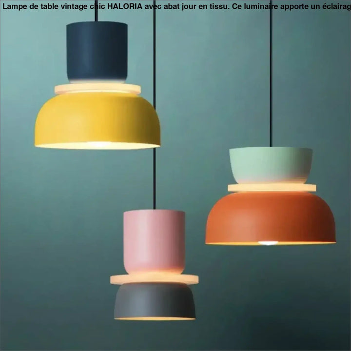 Suspension luminaire koppa avec tasses superposées en design scandinave aux couleurs pastel mat jaune rose vert menthe orange