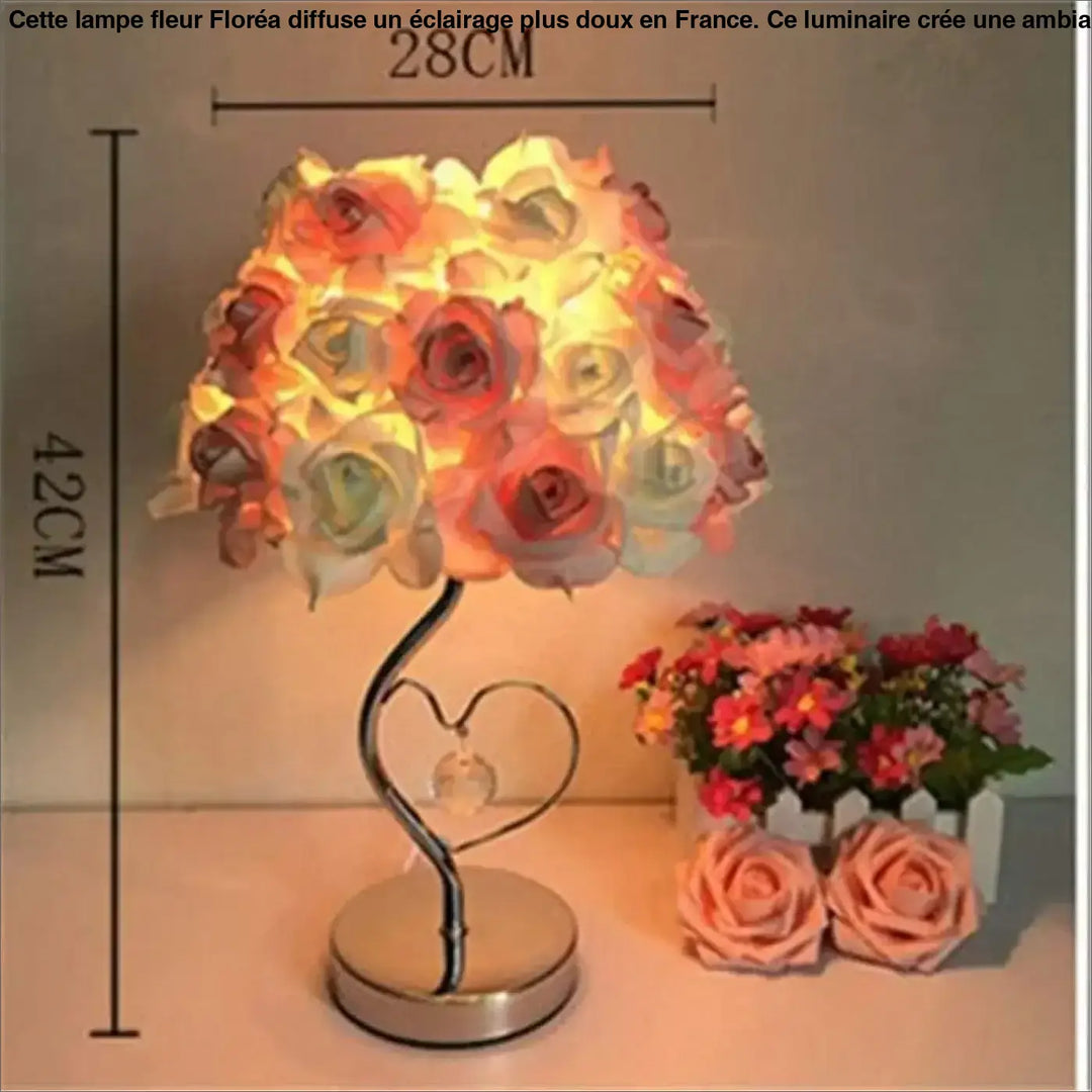 Lampe Fleur De Chevet En Acrylique Rouge Rose Jaune