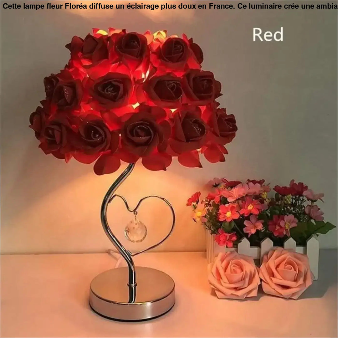 Lampe Fleur De Chevet En Acrylique Rouge Rose Jaune