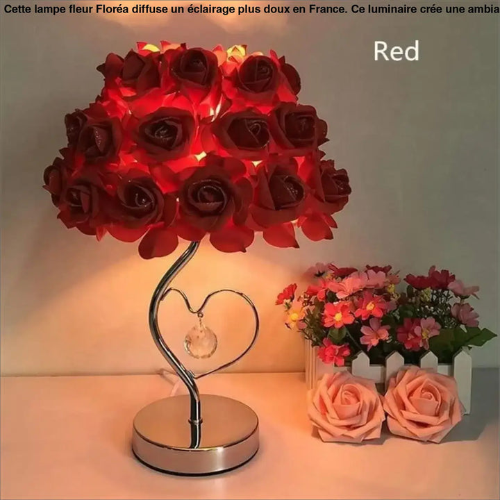 Lampe Fleur De Chevet En Acrylique Rouge Rose Jaune