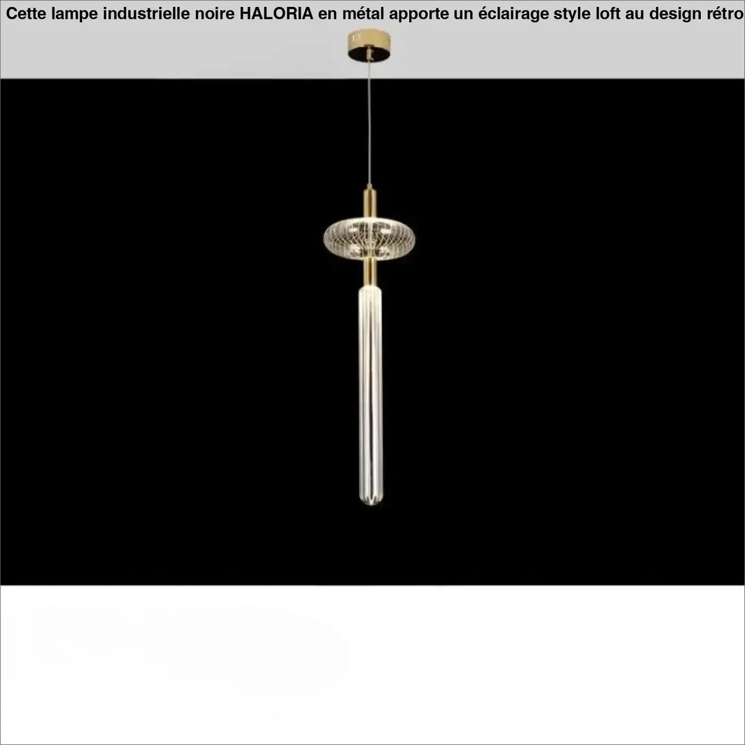 Suspension luminaire artistique striel avec verre cannelé clair, monture en métal doré et abat-jour en maille circulaire ornée