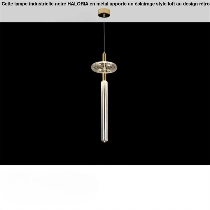 Suspension luminaire artistique striel avec verre cannelé clair, monture en métal doré et abat-jour en maille circulaire ornée