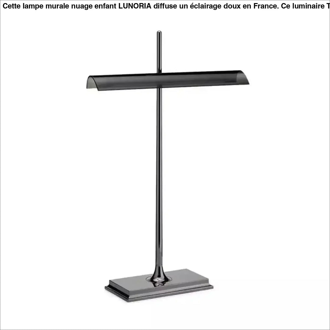 Lampe de table streem en métal noir avec base chromée et diffuseur rectangulaire au design moderne minimaliste
