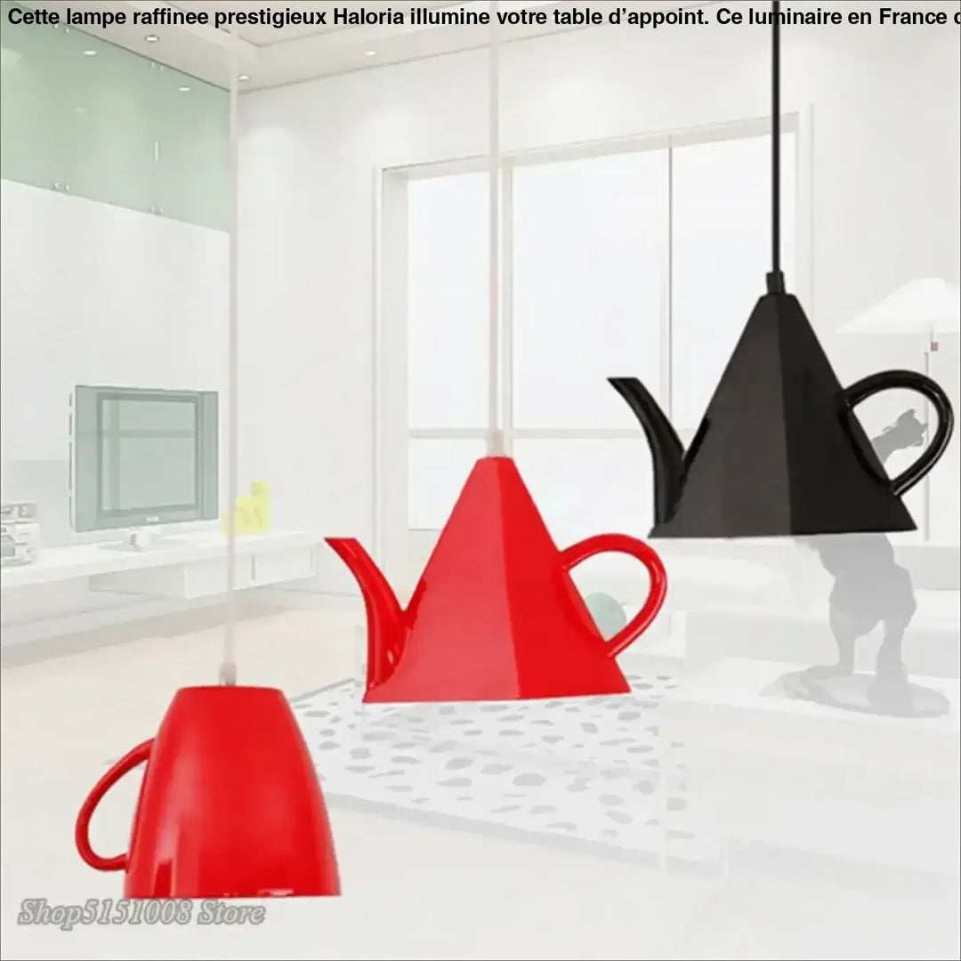 Suspension luminaire aroma avec luminaires en forme de théière rouge et noir brillante pour une touche d originalité