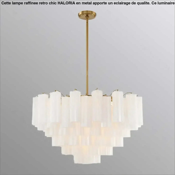 Suspension luminaire rosila avec cylindres de verre blanc translucide en cascade en forme de cœur et tige finition laiton
