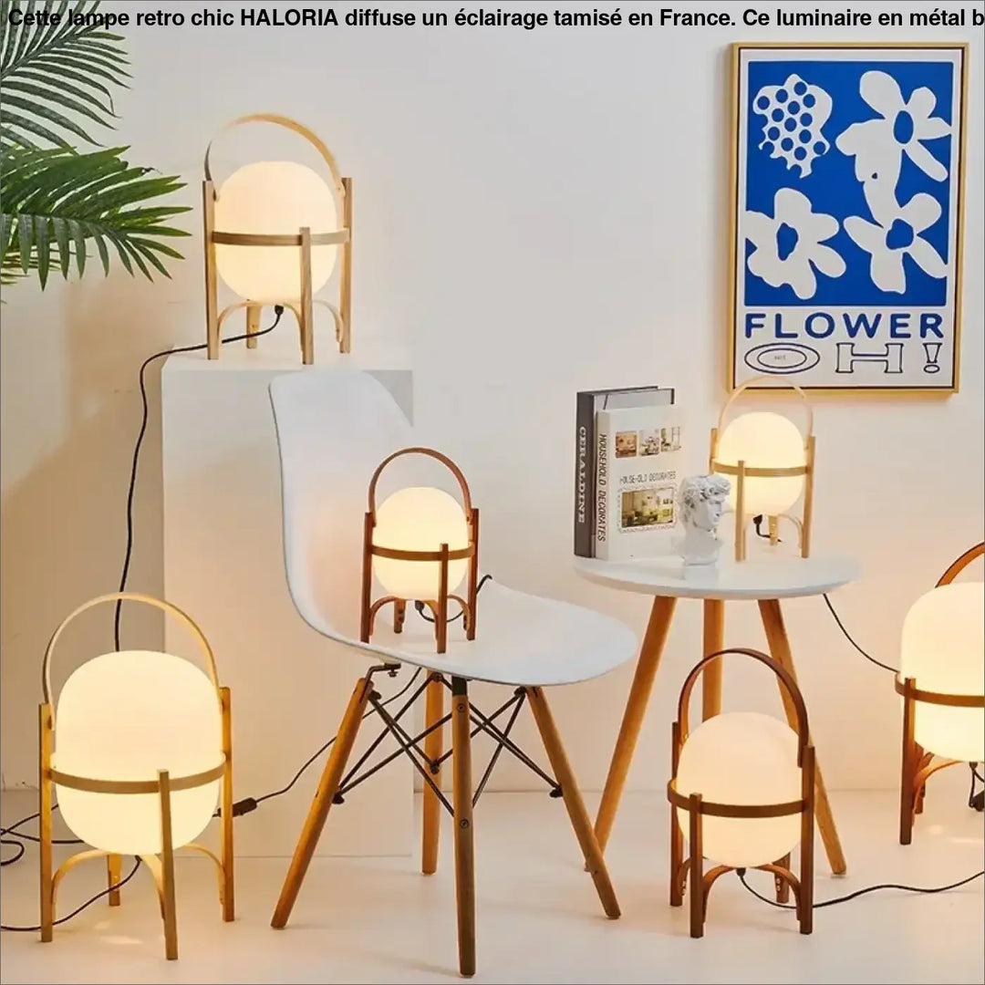 Lampe de table luna avec cadre en bois minimaliste et anses incurvées, objet décoratif pour décoration intérieure style japonais