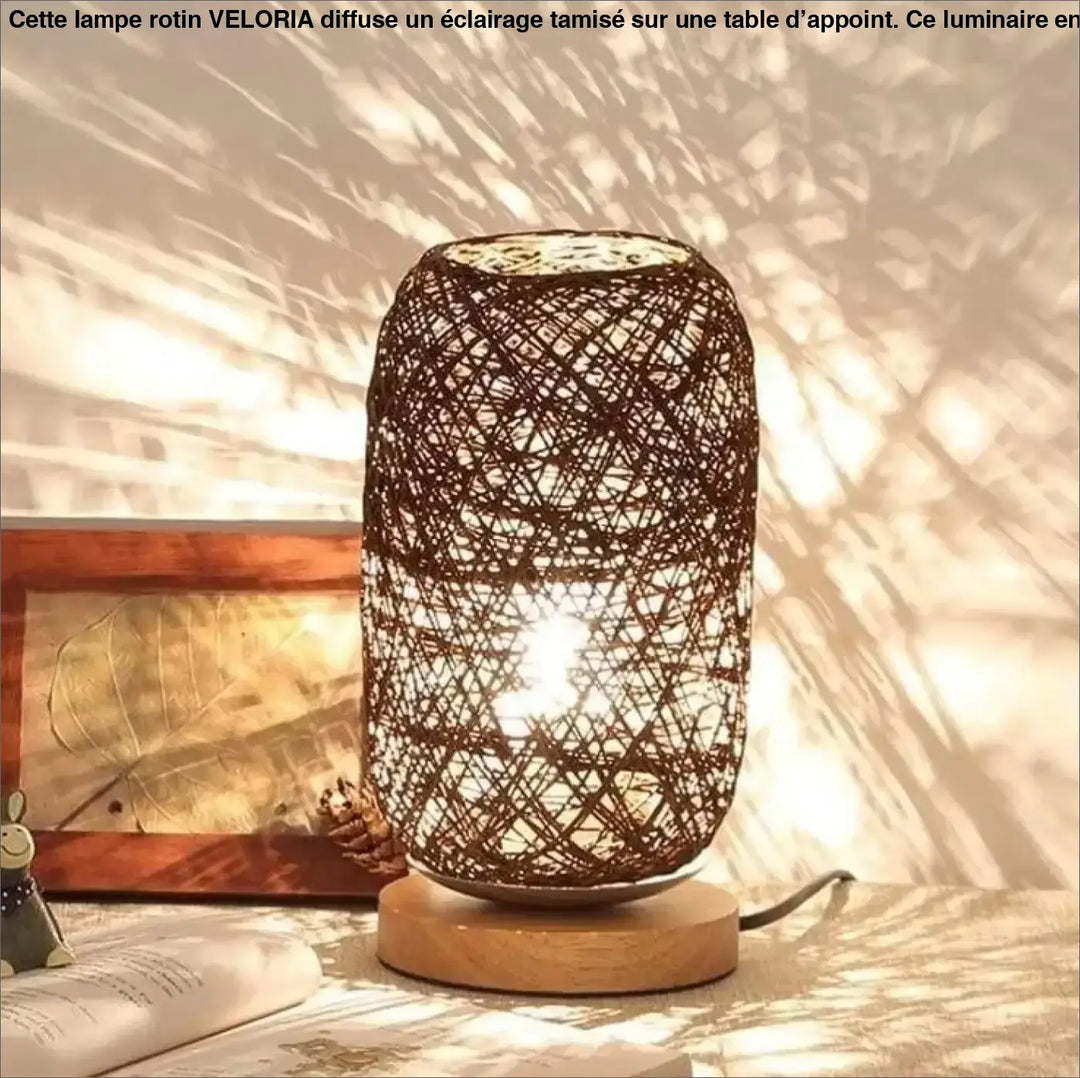 Lampe Rotin A Poser En Rotin Tressé Et Bois