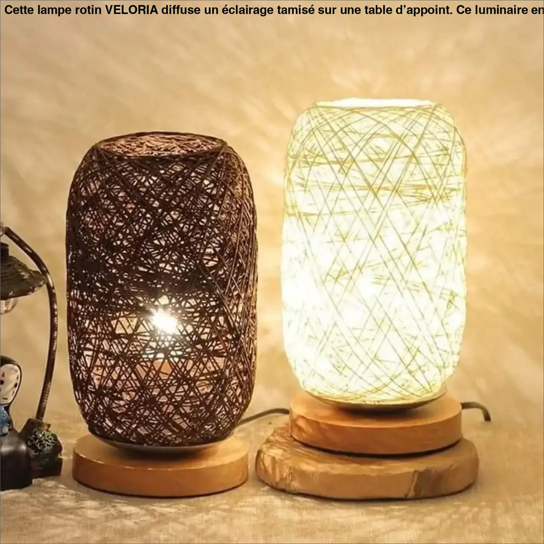 Lampe Rotin A Poser En Rotin Tressé Et Bois