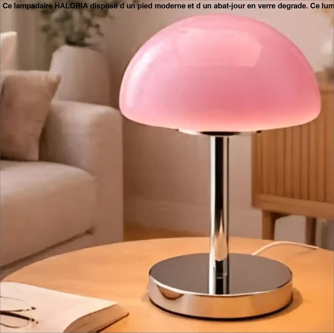 Lampe de chevet vitra style nordique avec dôme translucide rose et base chrome élégante plus qu un luminaire