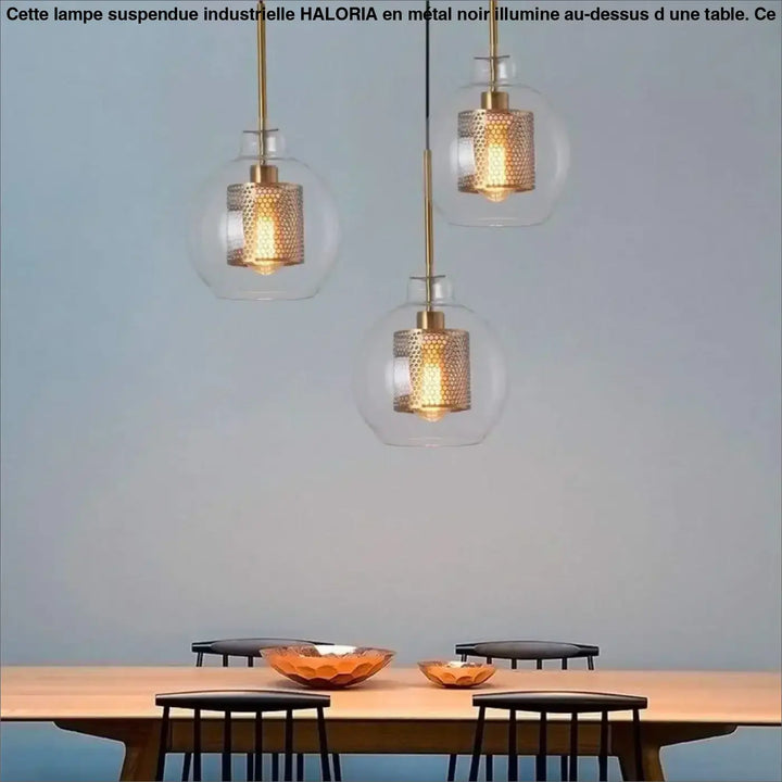 Lampe Suspendue Industrielle avec Grille en Verre