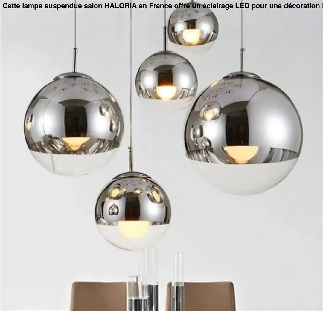 Lampe Suspendue Salon Sphérique Chromée