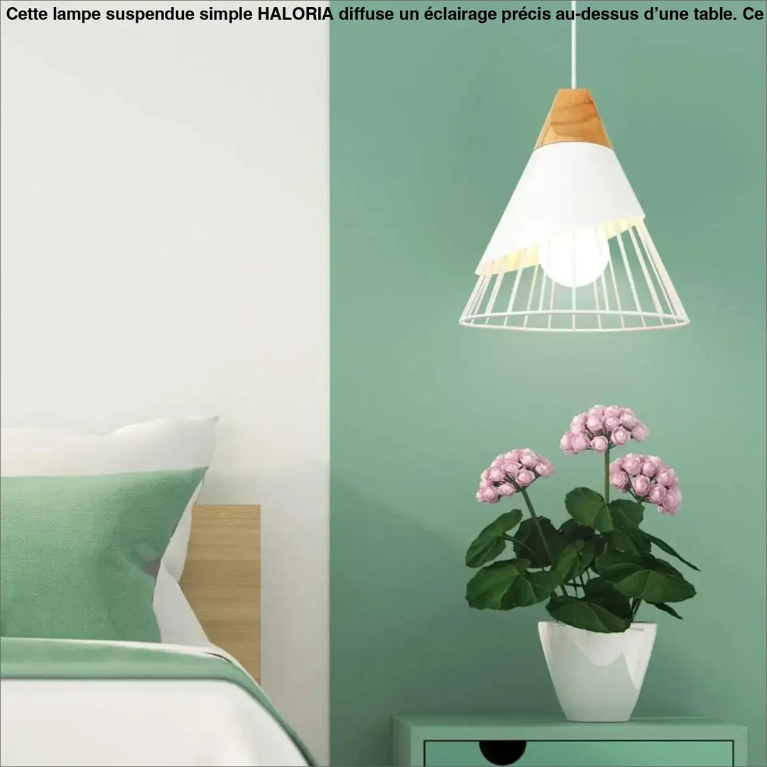 Lampe Suspendue Simple Cage Ajourée en Bois